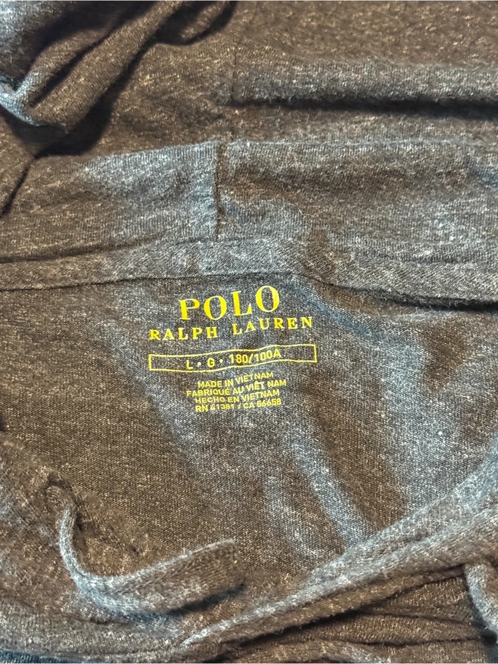 Polo Ralph Lauren Lightweight Jersey Hoodie Men’s Large Black Heather